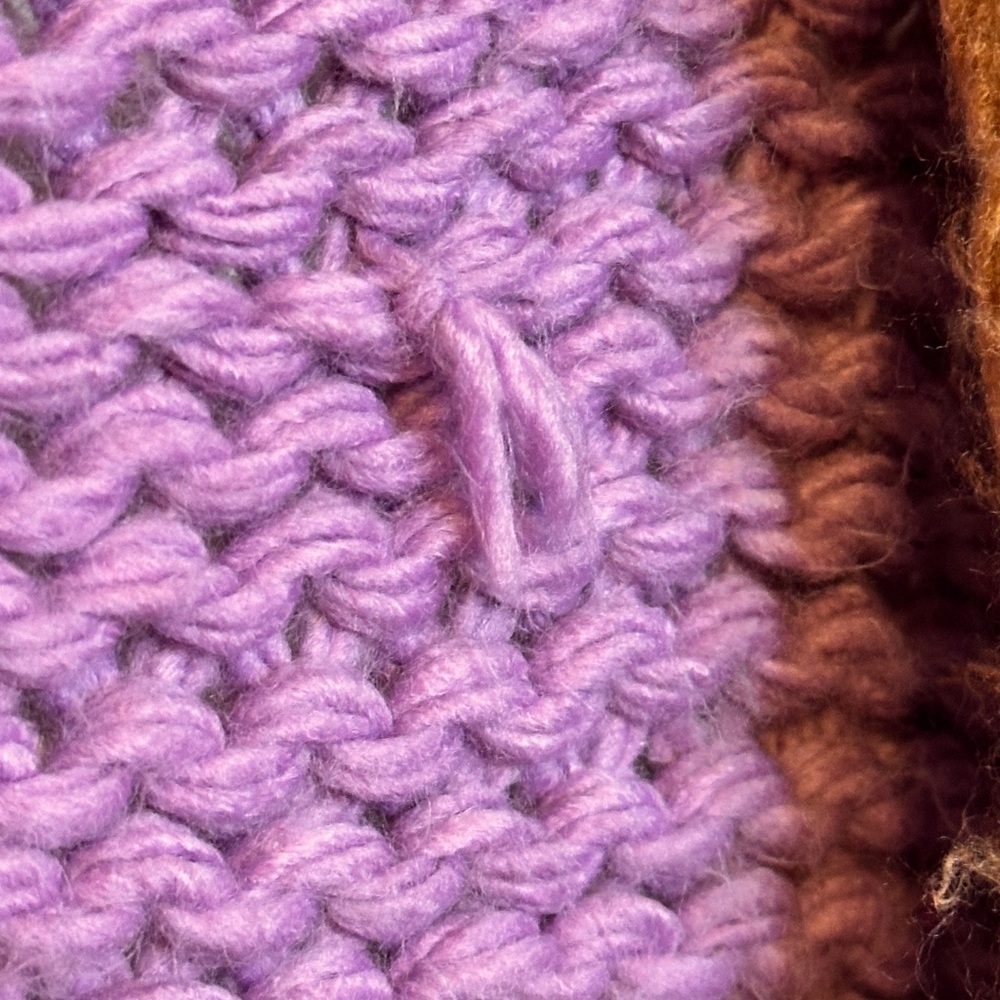 FRNCH Women's Cozycore Cottagecore Fishercore Purple and Brown Knit Cardigan - Picture 10 of 12